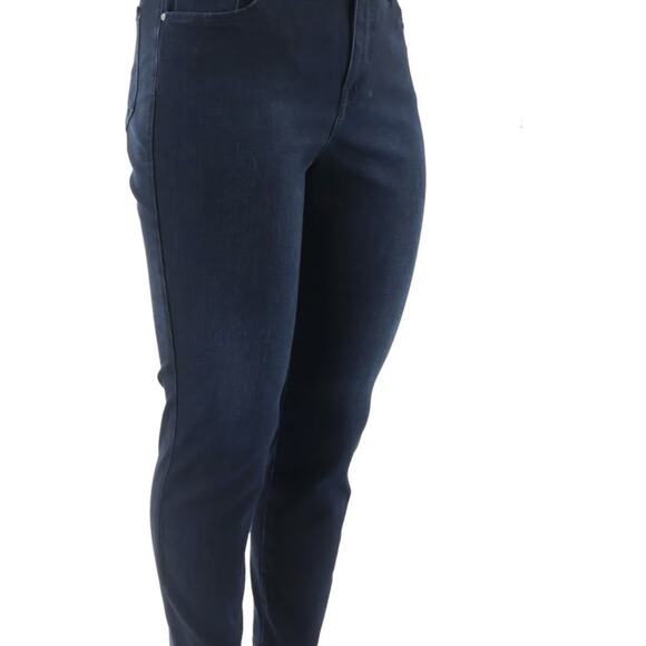 Issac Mizrahi True Denim Ankle Jeans Back Slit Hem Dark Indigo 2 New - Picture 7 of 7